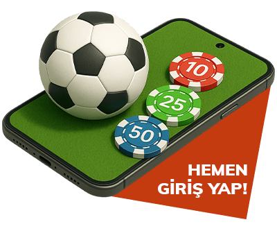 yeşil ekranlı telefon üstünde futbol topu ve casino fişleri bulunan buton