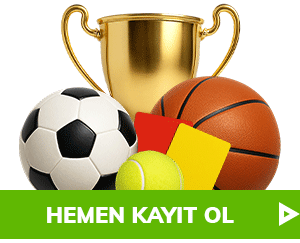 futbol, basketbol ve tenis toplu CTA, kupa, kartlar ve kayıt ol butonu ile birlikte